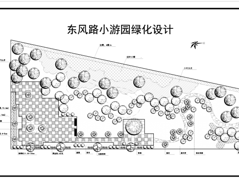 东风路小游园景观植物绿化平面图CAD施工图cad施工图