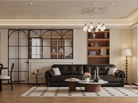  法式中古风客餐厅3d模型 