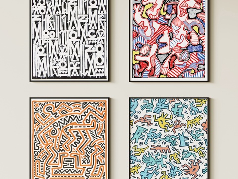 现代挂画 儿童挂画su模型