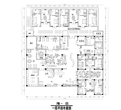 休闲娱乐民宿 最新全套施工图 效果图设计cad施工图