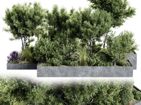  现代植物堆3d模型 