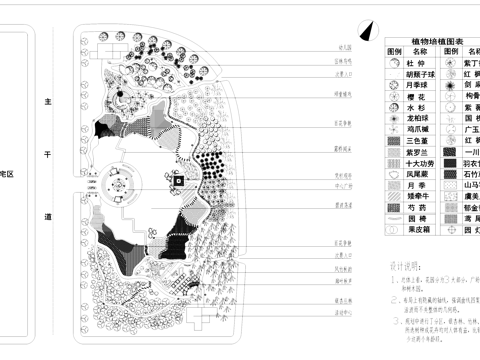公园小游园景观植物绿化平面CAD施工图cad施工图