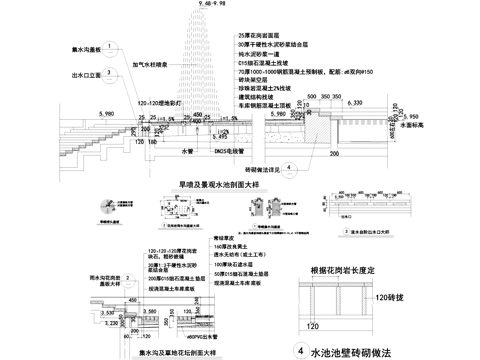 喷泉水池 旱喷盖板 篦子 井盖节点景观CAD施工图cad施工图