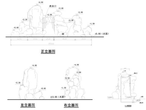 假山景观置石节点大样CAD施工图cad施工图