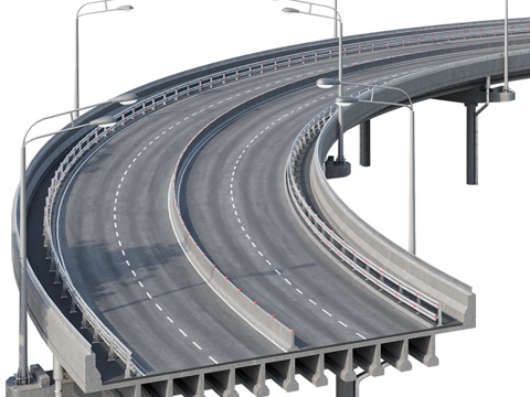  现代桥梁，高速公路3d模型 