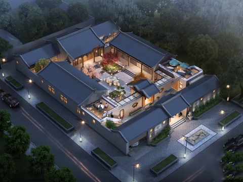 四合院自建房外观 最新全套施工图设计cad施工图