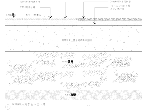 广场砖洗水石接合CAD施工图cad施工图