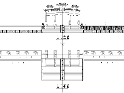 寒山陵园山门牌坊牌楼古建筑CAD施工图cad施工图