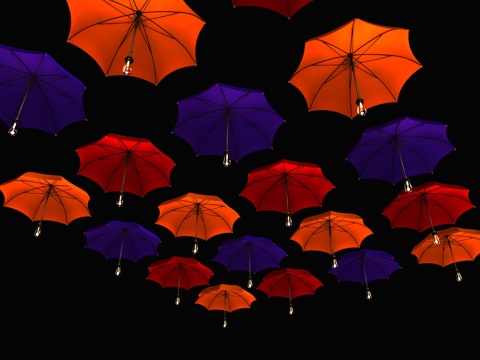 雨伞装饰 透明雨伞 商业街装饰 商业街氛围 商业街氛围雨伞su模型