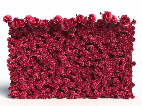  玫瑰花墙 植物背景墙 婚庆背景墙 美陈植物墙 绿植墙 花卉墙3d模型 