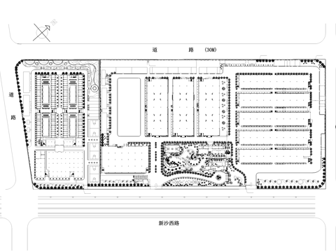 工业厂区景观植物平面CAD施工图cad施工图