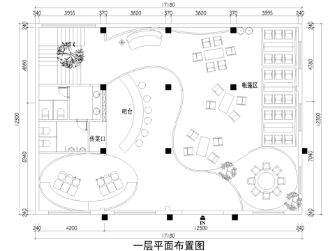 二层露营风餐厅 平面图 帐篷区cad施工图cad施工图