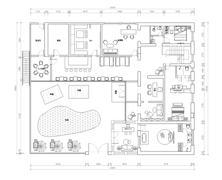 主题民宿 最新平面施工图设计cad施工图