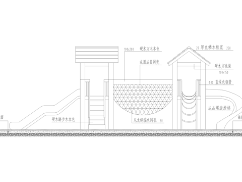 儿童器材 游乐设施立面图cad施工图