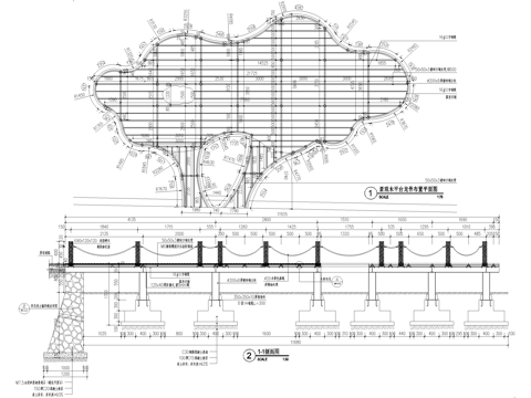 木平台 亲水台 观景台 钢结构平台 麻绳木栏杆cad施工图