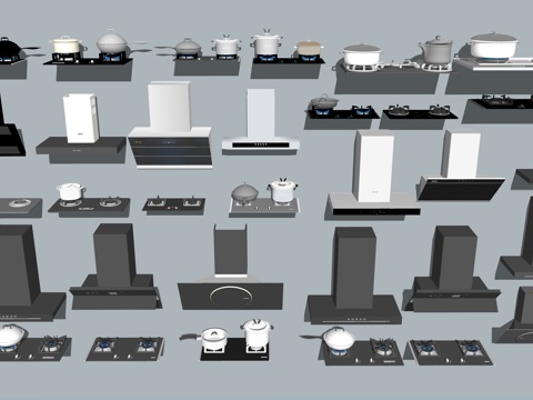 现代抽油烟机灶台su模型