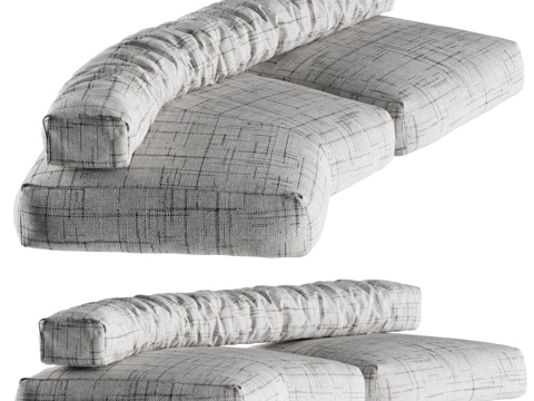  BOCA现代双人沙发 弧形沙发 异形沙发 布艺沙发 模块沙发3d模型 