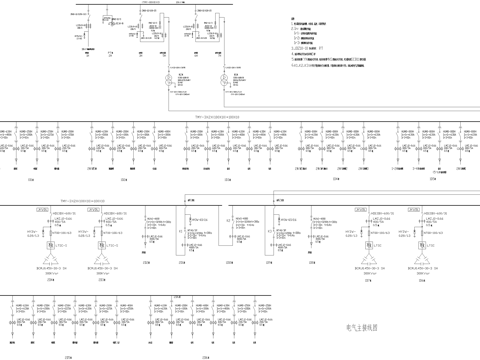 洗水车间配电房电气主接线图 变压器配电系统图电气设备布置平面cad施工图