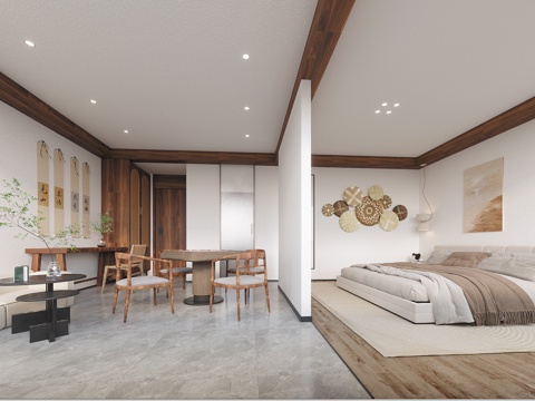 休闲娱乐民宿 最新全套施工图 效果图设计cad施工图