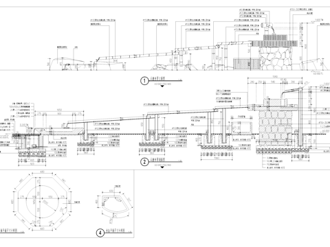中式 石磨水钵水缸置石 原竹水槽跌水小品 CAD施工图cad施工图