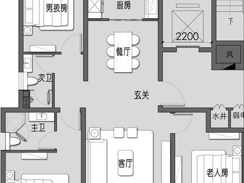 三室一厅样板间 最新全套施工图设计cad施工图