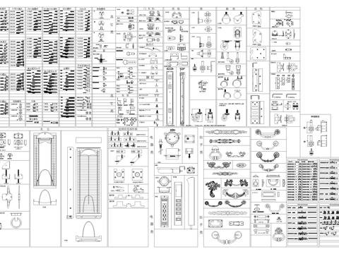 五金管件 螺丝门锁门把手 螺杆滑轨脚轮挂钩 合页螺母夹扣脚钉cad施工图