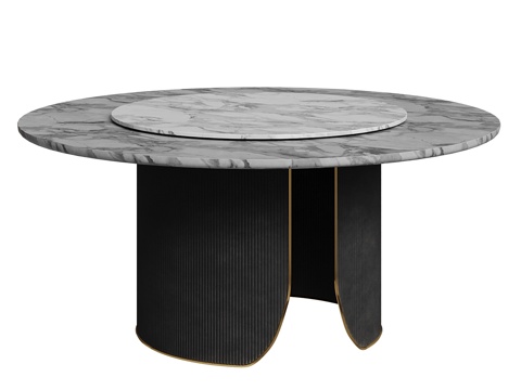  现代简约餐桌 餐桌 简约餐桌 圆形餐桌 大理石餐桌3d模型 