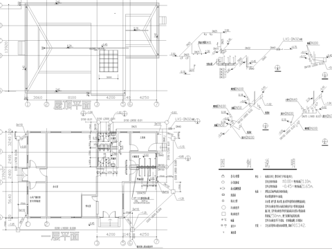 建筑给排水 厕所卫生间淋浴室 系统图cad施工图