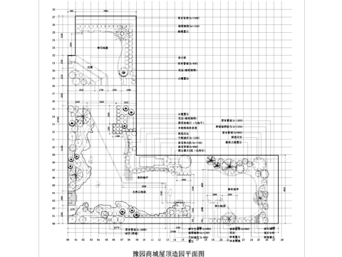 豫园商城凝晖阁屋顶花园景观平面CAD施工图cad施工图