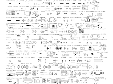 五金管件螺丝门把手膨胀螺栓组合器角铁连接器门铰合页螺母拉手cad施工图