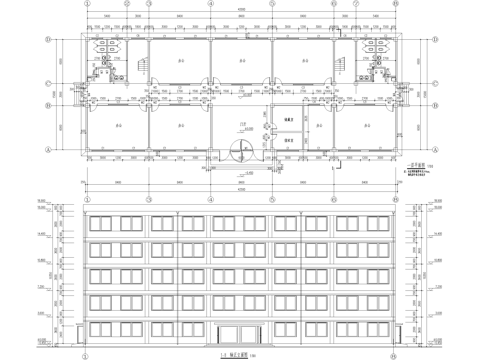 五层商务写字楼办公楼建筑cad施工图