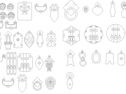 中式门扣门环小型构造图块图库CAD施工图cad施工图