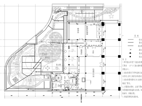 花园庭院景观给排水平面图cad施工图