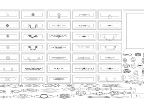 五金管件 柜门把手拉手拉环cad施工图