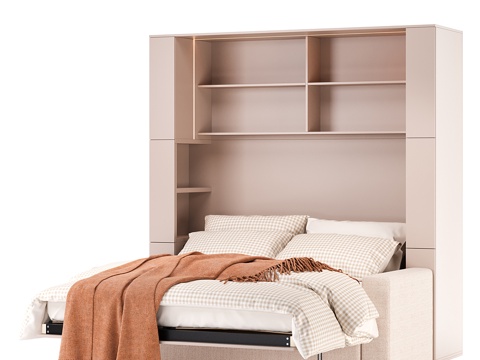  现代简约沙发床 沙发床 简约床 抱枕  床垫 枕头 被子3d模型 