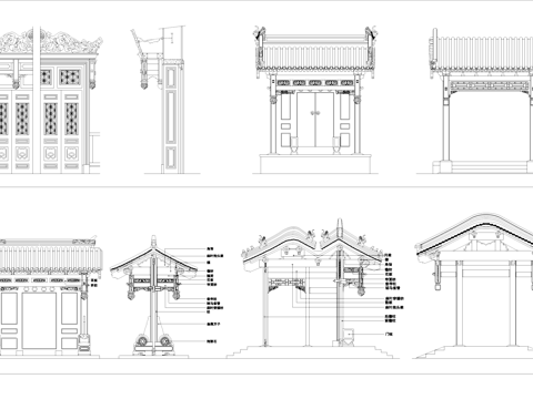 中式垂花门古建图块图库CAD施工图cad施工图