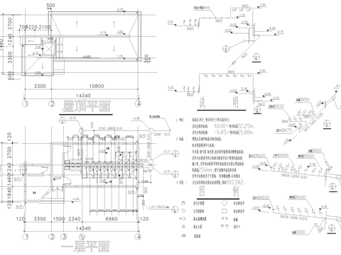 建筑给排水 公共厕所卫生间系统图cad施工图