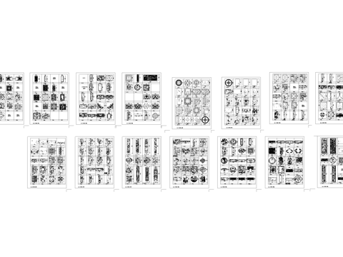 中式门窗纹样雕花浮雕CAD图块图库cad施工图