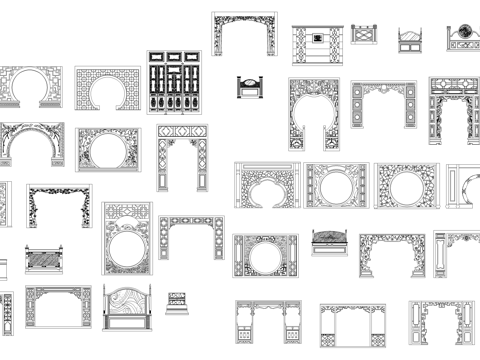 中式架子床门围子构造图块图库CAD施工图cad施工图