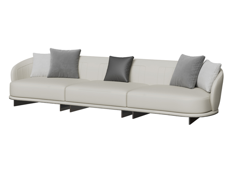  现代简约双人沙发 双人沙发 简约沙发 客厅沙发  抱枕3d模型 