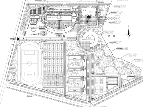校园景观 大学规划总平面图cad施工图