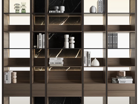  现代书柜3d模型 