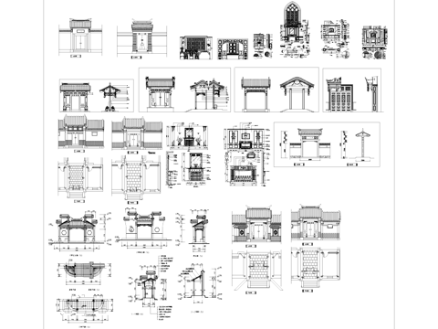 中式门头垂花门牌楼花格雕花CAD施工详图集cad施工图