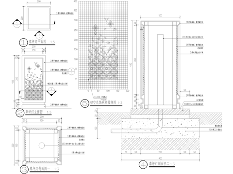 草坪灯 景观灯 灯箱节点cad施工图