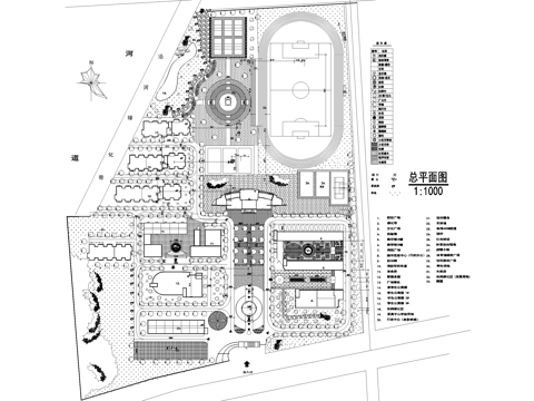 校园景观学校规划总平面图 职业中等专业学校 植物绿化配置cad施工图