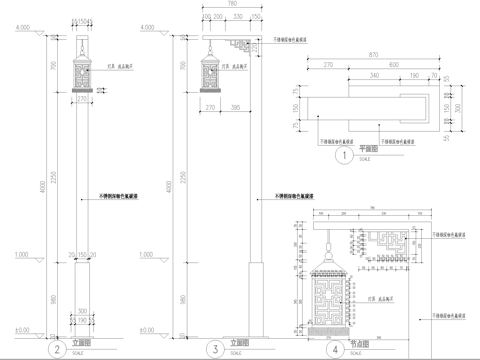 灯节点 路灯 景观灯 庭院灯cad施工图