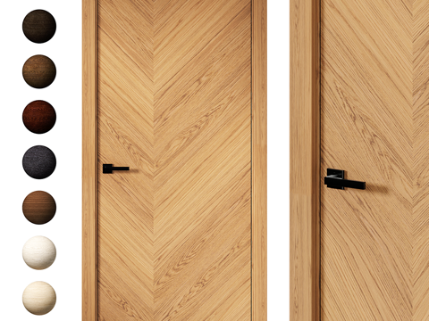  北欧简约房间门 门 简约门 入户门 卧室门 木质门3d模型 