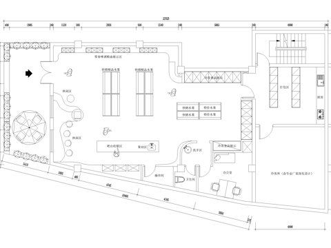 水果店 平面图 专卖店 果切零食休闲超市cad施工图