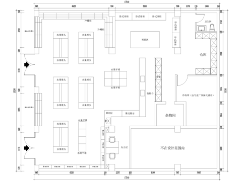 水果店 平面图 专卖店 零食果切cad施工图