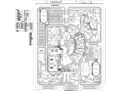 校园景观 职业技术学院学校 校区规划总平面图cad施工图